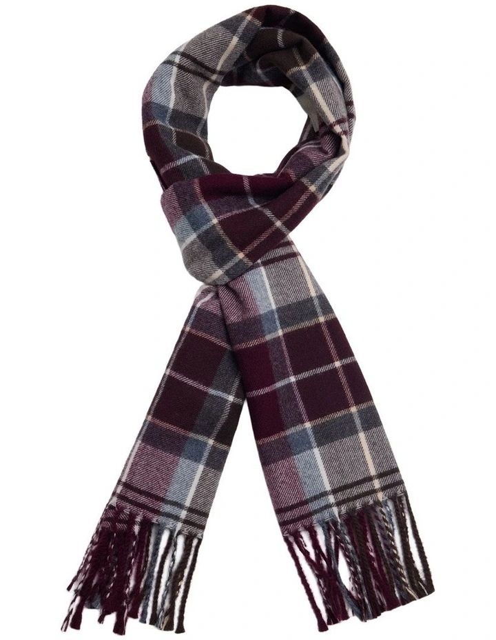 Brooks Wool Check Scarf in Brown Multi image 1