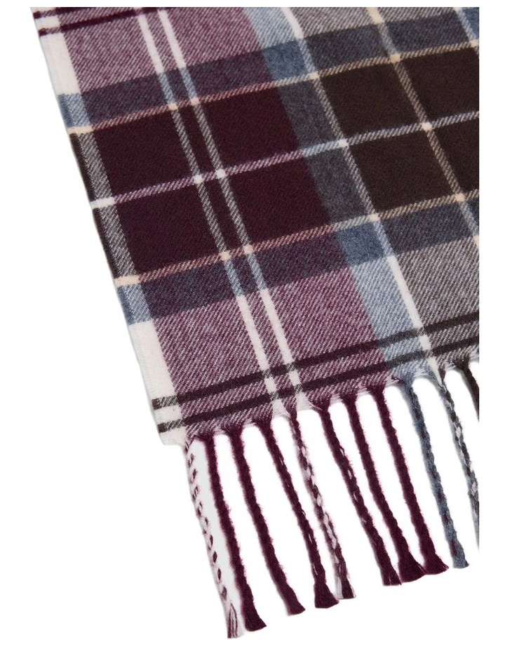 Brooks Wool Check Scarf in Brown Multi image 2