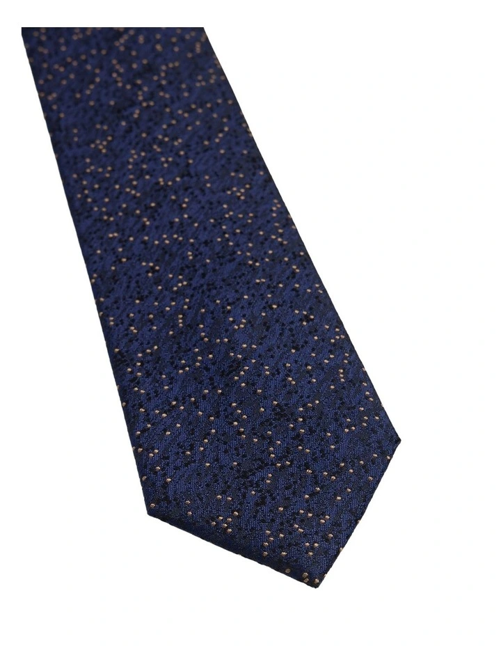 Cosmic Silk Tie 7cm in Dark Navy image 2