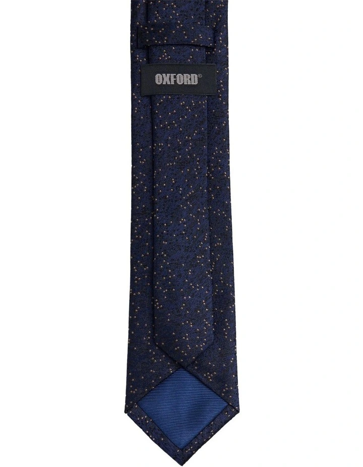 Cosmic Silk Tie 7cm in Dark Navy image 3