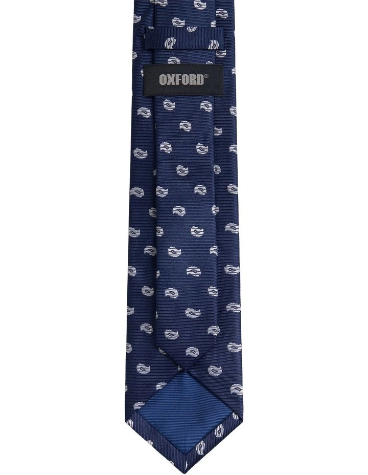 Ryan Paisley Silk Tie 7cm in Navy image 3