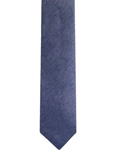 Bertram Silk Tie 7cm in Silver/Navy