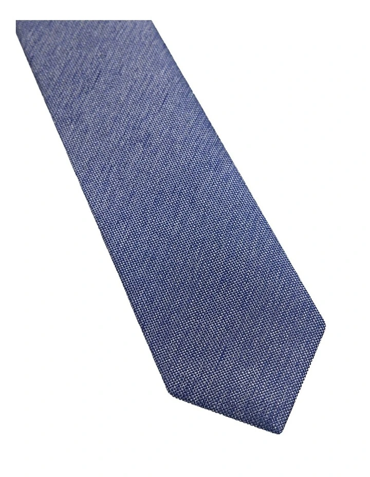 Bertram Silk Tie 7cm in Silver/Navy image 2