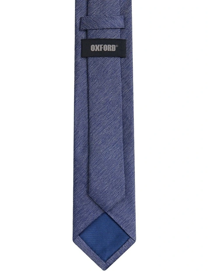 Bertram Silk Tie 7cm in Silver/Navy image 3