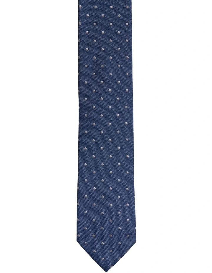 Roman Spot Silk Tie 7cm in Blue image 1