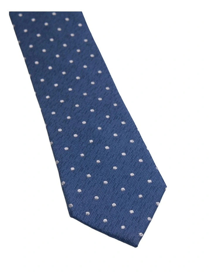 Roman Spot Silk Tie 7cm in Blue image 2