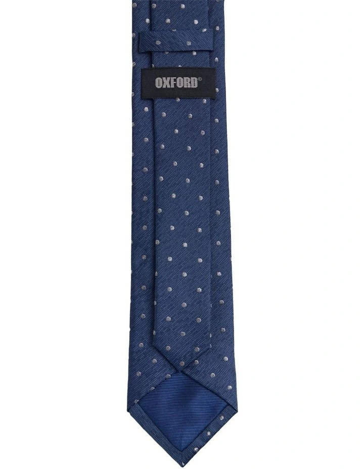 Roman Spot Silk Tie 7cm in Blue image 3