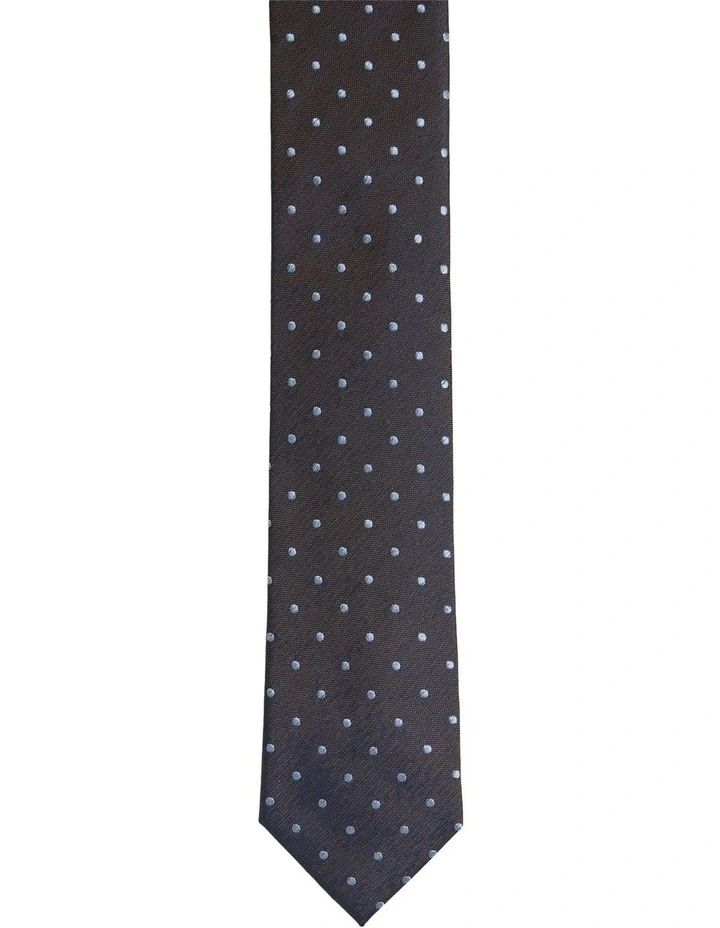 Roman Spot Silk Tie 7cm in Tobacco image 1