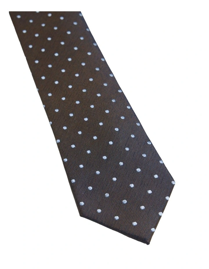 Roman Spot Silk Tie 7cm in Tobacco image 2