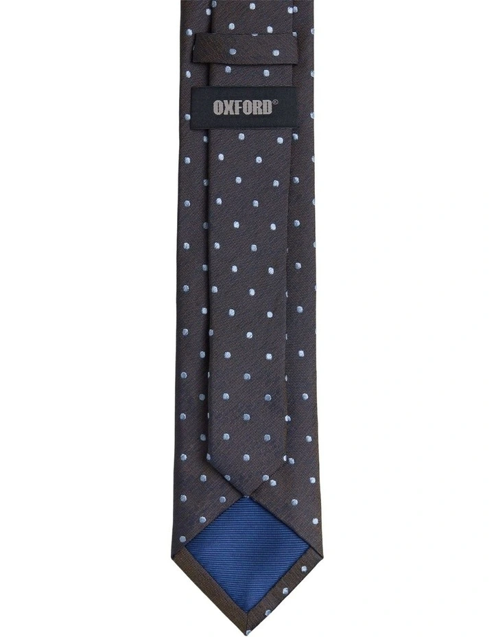 Roman Spot Silk Tie 7cm in Tobacco image 3