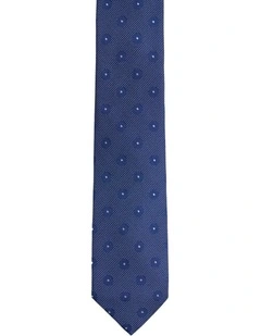 Nolan Flower Silk Tie 7cm in Navy