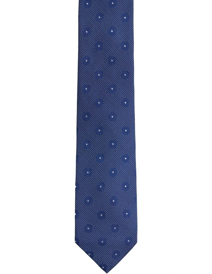 Nolan Flower Silk Tie 7cm in Navy image 1