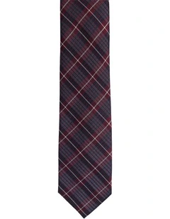 Baird Check Silk Tie 7cm in Wine