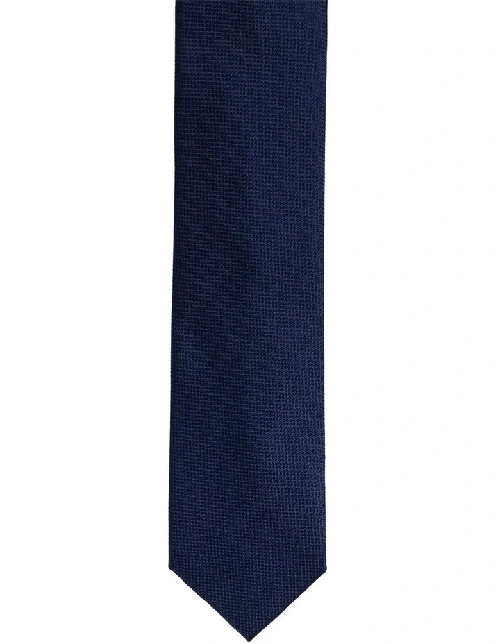 Mauricio Solid Silk Tie 7cm in Navy image 1