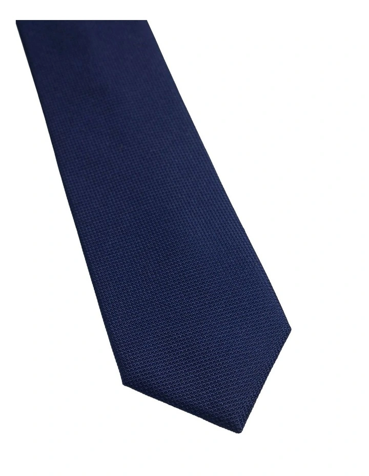 Mauricio Solid Silk Tie 7cm in Navy image 2