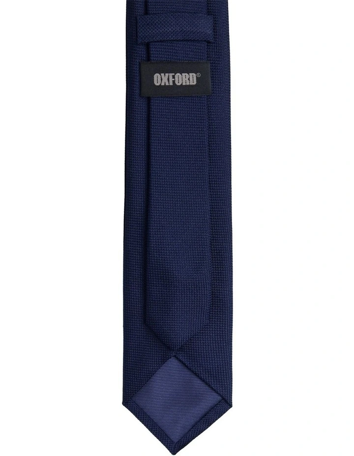 Mauricio Solid Silk Tie 7cm in Navy image 3