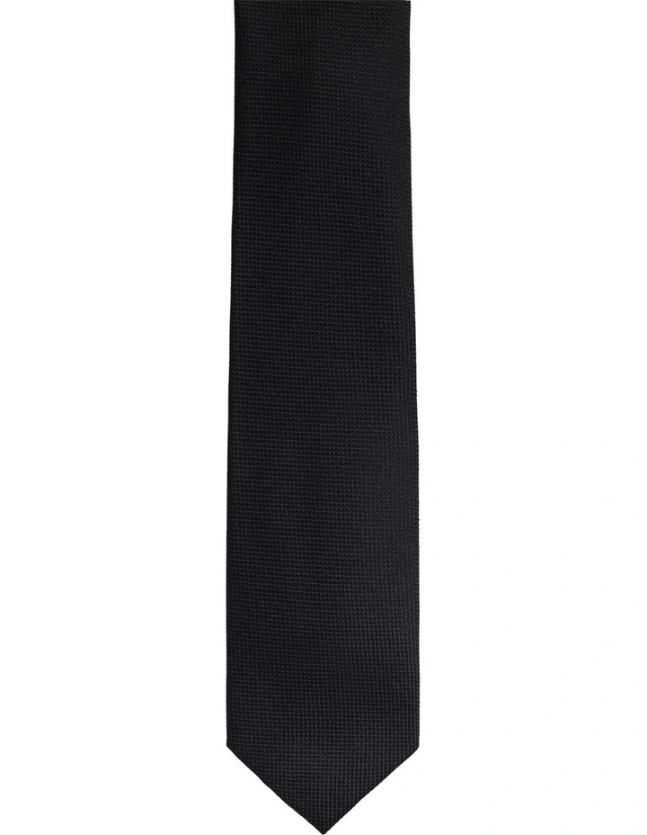 Mauricio Solid Silk Tie 7cm in Black image 1