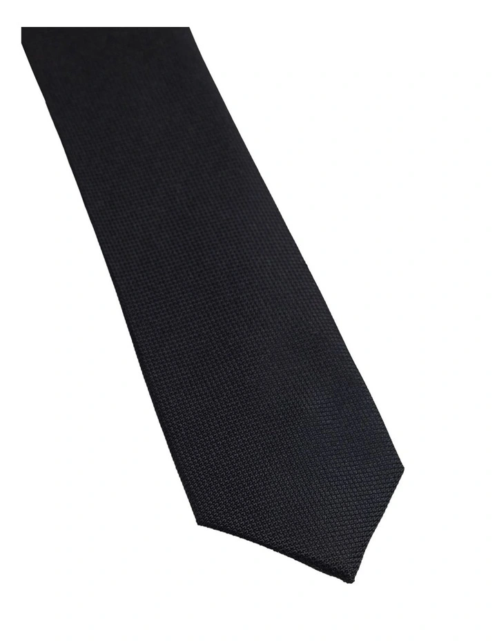 Mauricio Solid Silk Tie 7cm in Black image 2