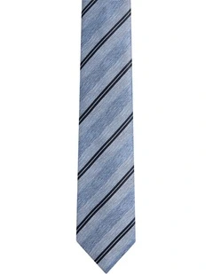 Gabriel Stripe Silk Tie 7cm in Blue