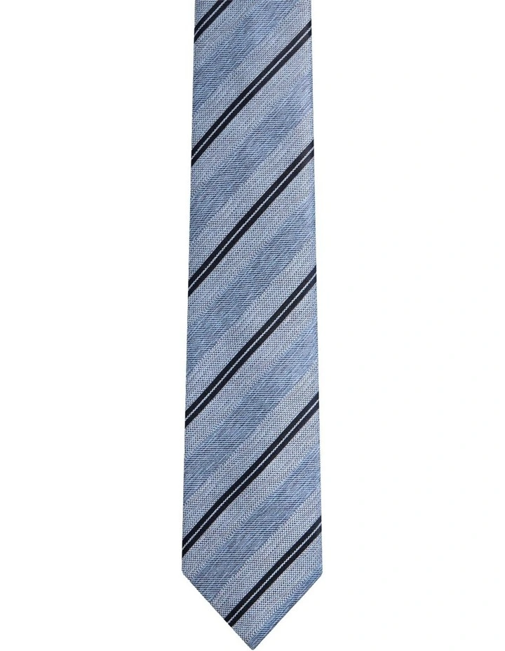 Gabriel Stripe Silk Tie 7cm in Blue image 1