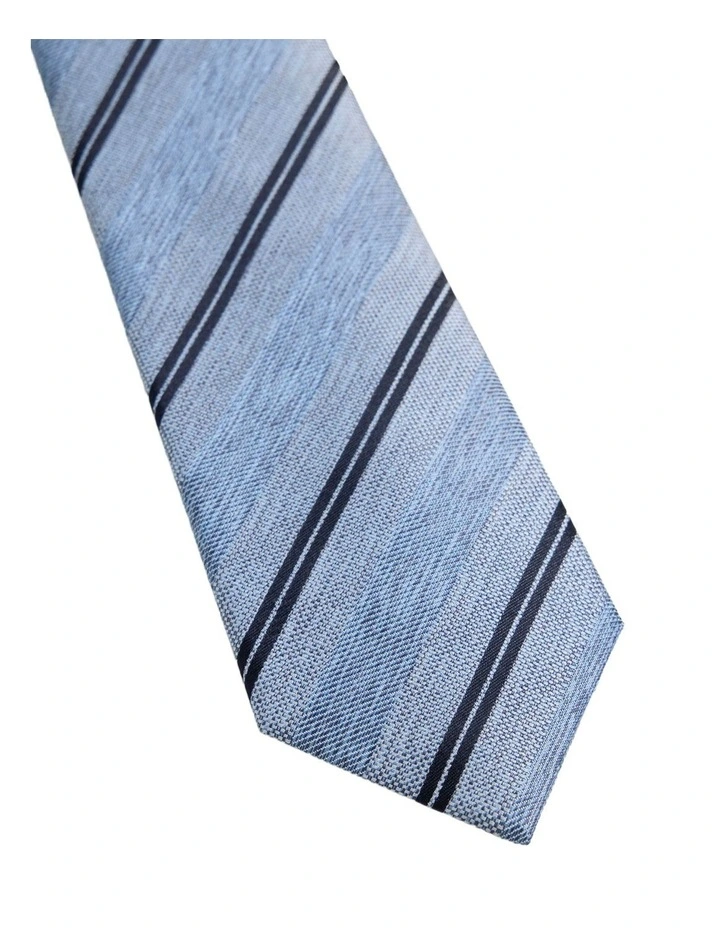 Gabriel Stripe Silk Tie 7cm in Blue image 2