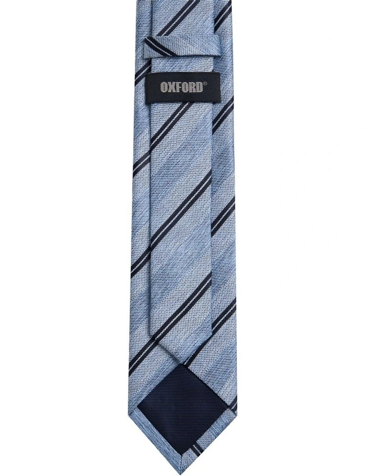 Gabriel Stripe Silk Tie 7cm in Blue image 3