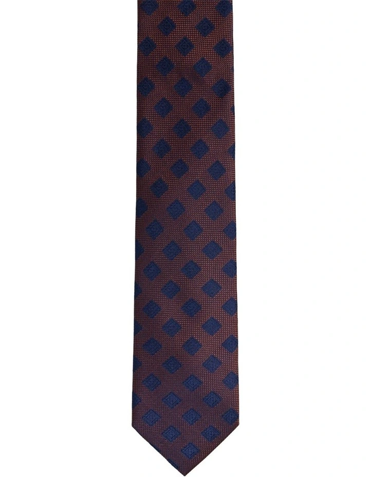 Thiago Squares Silk Tie 7cm in Red image 1