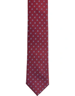 Josiah Diamond Silk Tie 7cm in Red