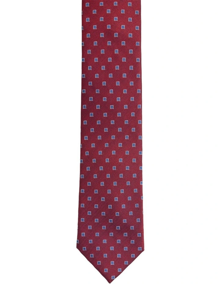 Josiah Diamond Silk Tie 7cm in Red image 1