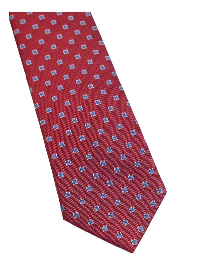 Josiah Diamond Silk Tie 7cm in Red image 2