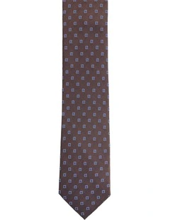 Josiah Diamond Silk Tie 7cm in Brown
