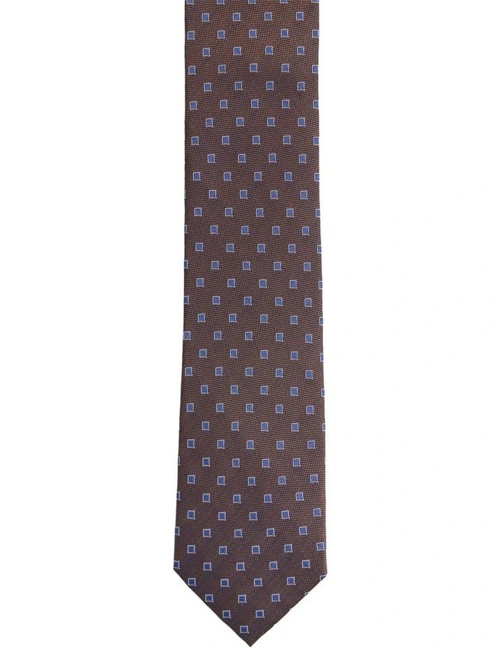 Josiah Diamond Silk Tie 7cm in Brown image 1