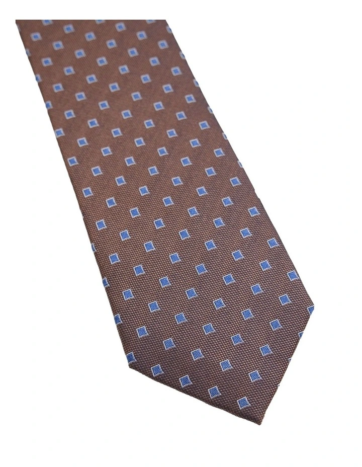 Josiah Diamond Silk Tie 7cm in Brown image 2