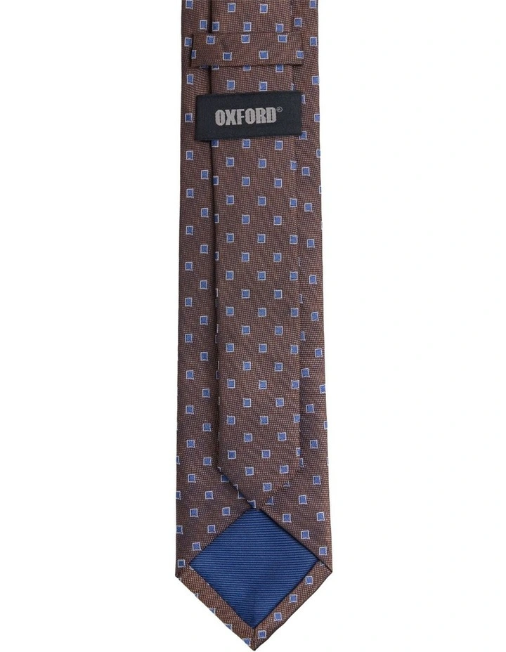 Josiah Diamond Silk Tie 7cm in Brown image 3