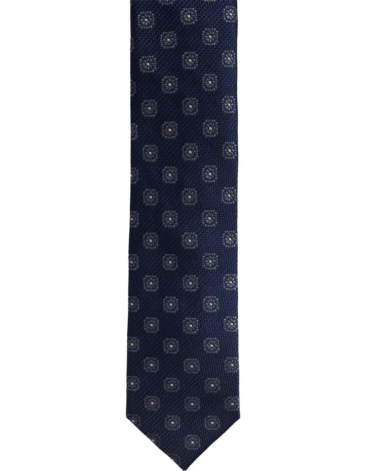 Rosetta Silk Tie 7cm in Navy image 1