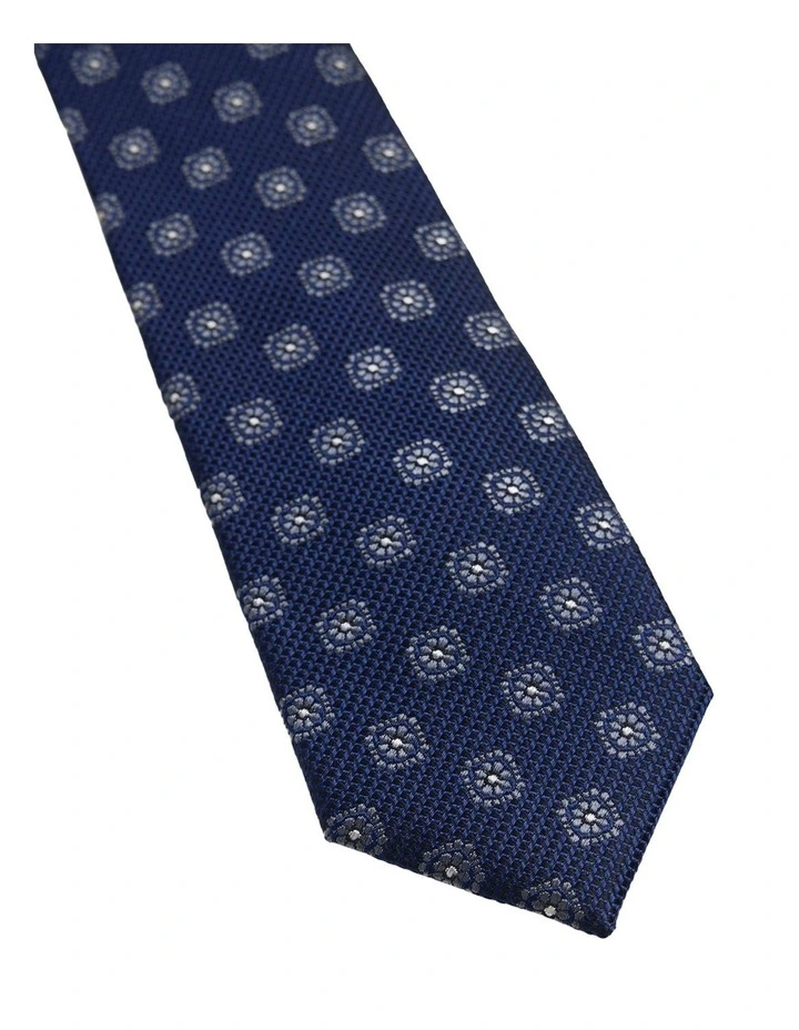 Rosetta Silk Tie 7cm in Navy image 2