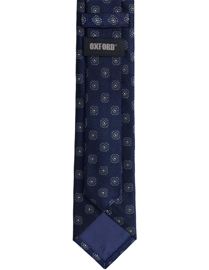 Rosetta Silk Tie 7cm in Navy image 3