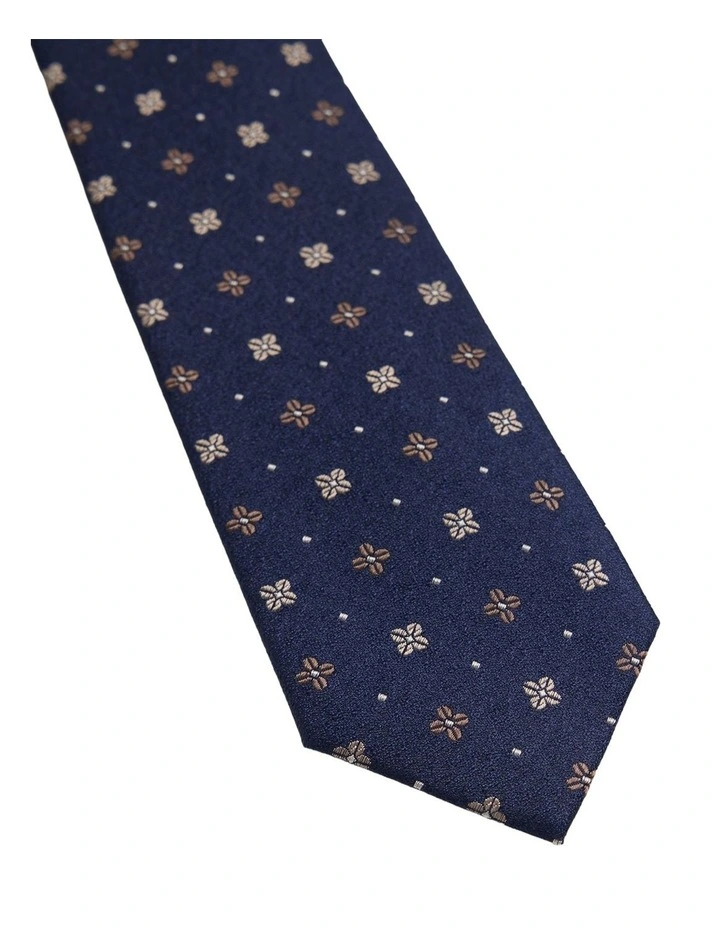 Ian Flower Tie 7cm in Navy image 2