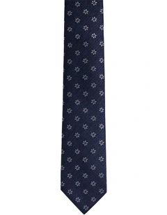 Isaac Ditsy Silk/Wool Tie 7cm in Navy