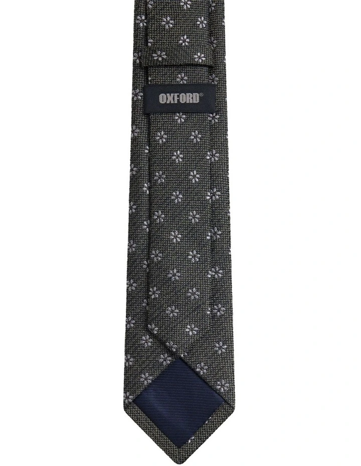 Isaac Ditsy Silk/Wool Tie 7cm in Olive image 2