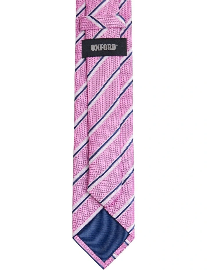 Walker Stripe Silk Tie 7cm in Pink image 3