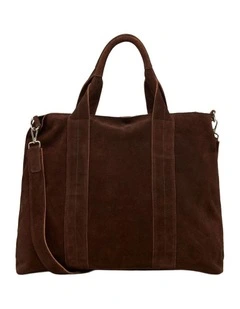 Miles Suede Tote Bag in Hikory