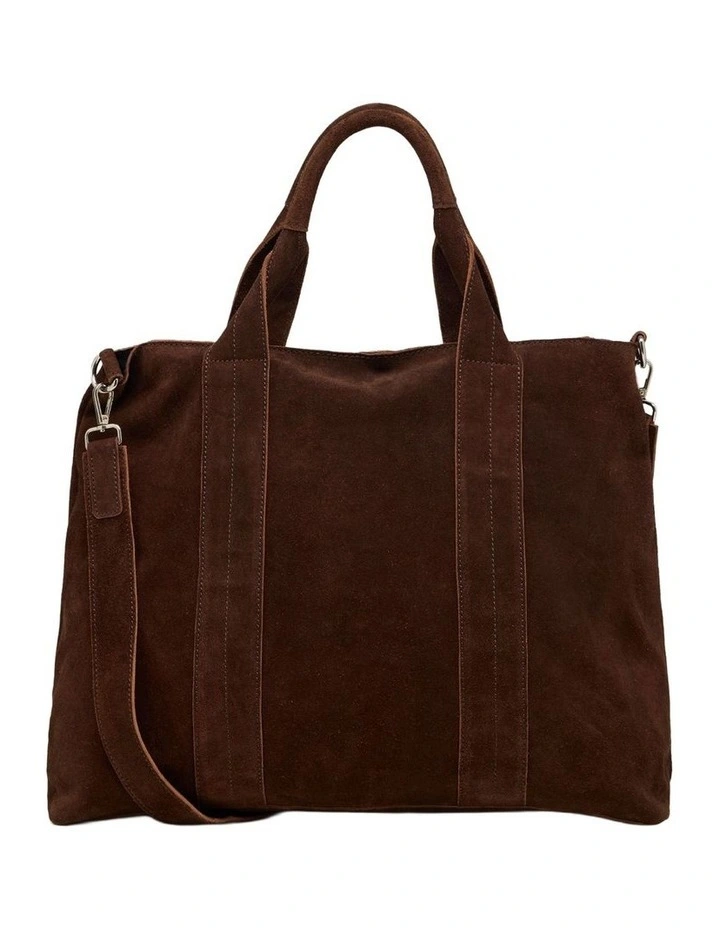 Miles Suede Tote Bag in Hikory image 1