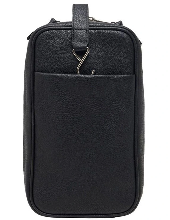Aaron Leather Washbag in Black image 1