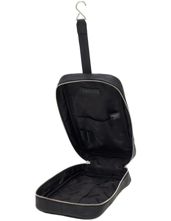 Aaron Leather Washbag in Black image 2