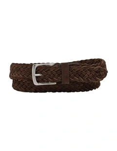 Weston Plaited Belt in Chocolate