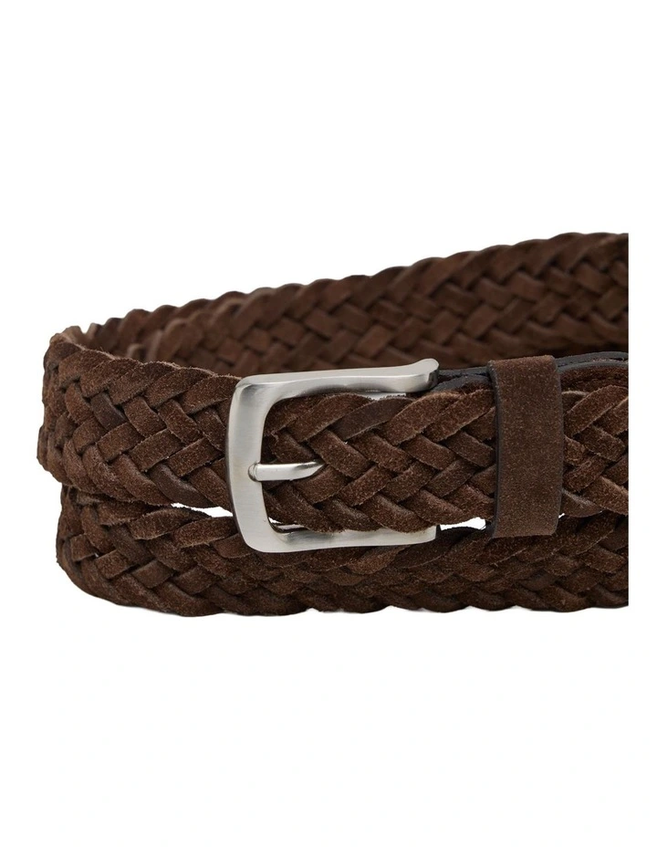 Weston Plaited Belt in Chocolate image 2
