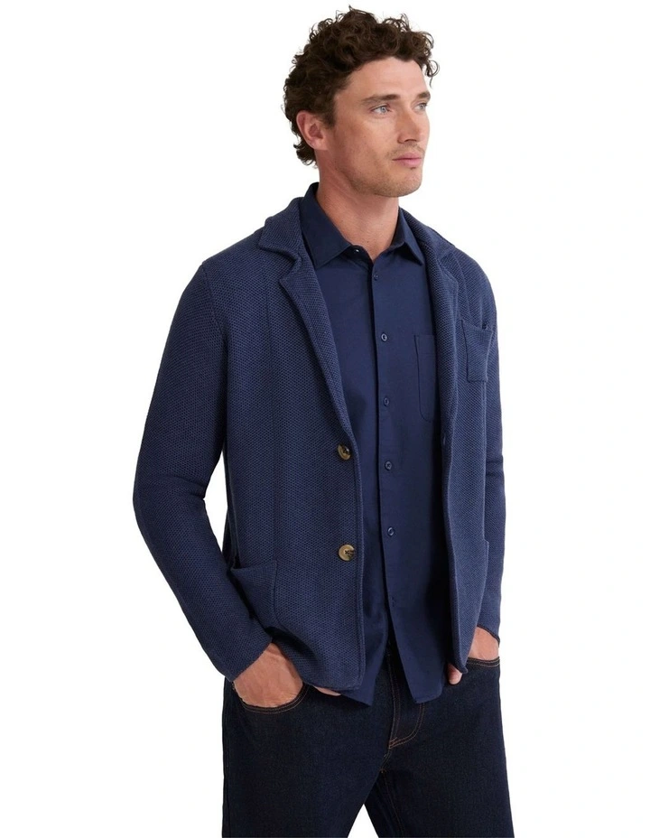 Fernando Cotton Boxy Cardigan in Navy image 3