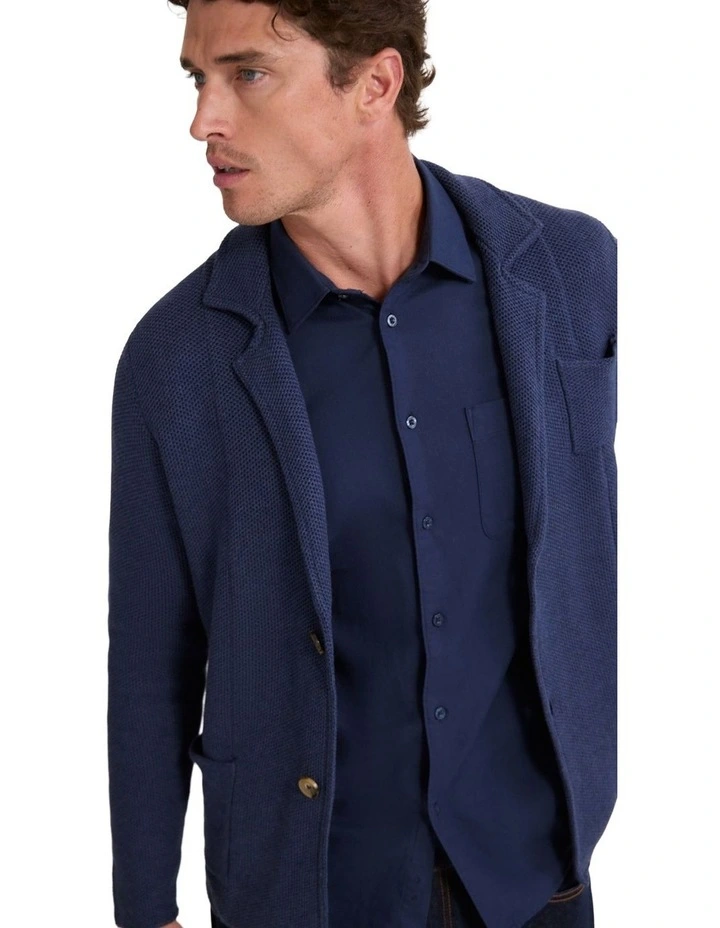 Fernando Cotton Boxy Cardigan in Navy image 4