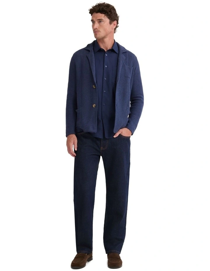 Fernando Cotton Boxy Cardigan in Navy image 5